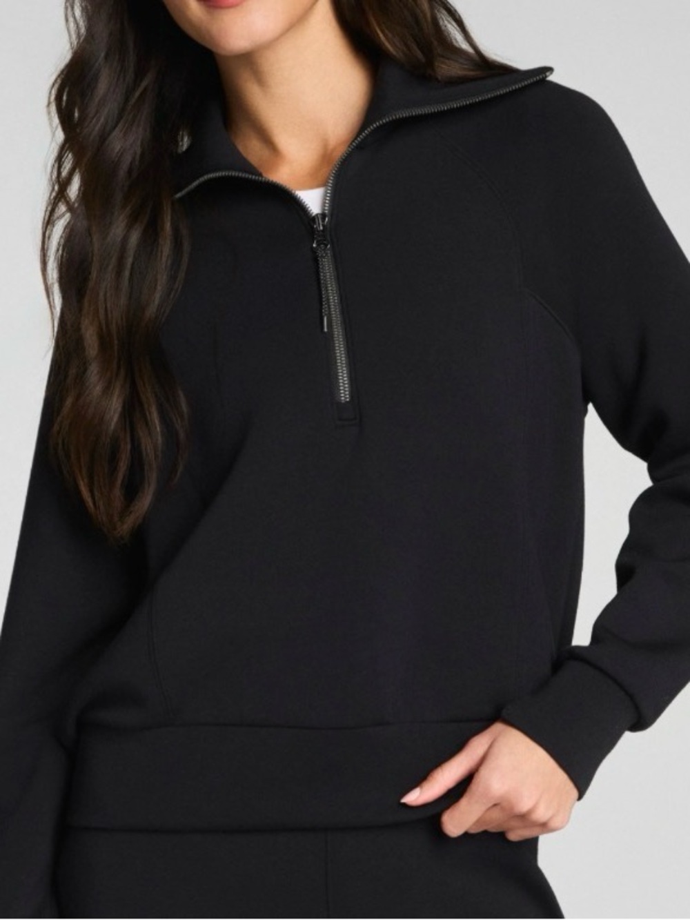 Spanxs Air Essentials Black Lightweight Super soft Half Zip Sweatshirt Size XS